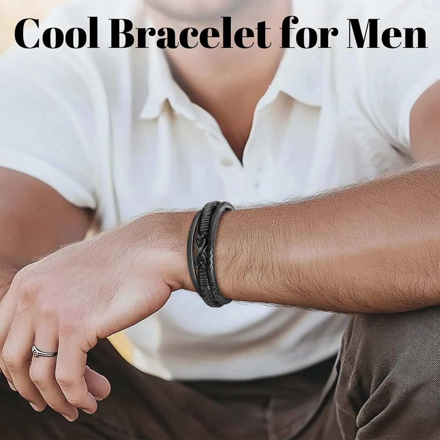 Leather Bracelet Birthday Gifts For Men: To My Man Bracelet Infinity Knot Love You Forever Gifts For Him - Inspirational Mens Leather Bracelet Cool Anniversary Christmas Valentines Fathers Gift Ideas