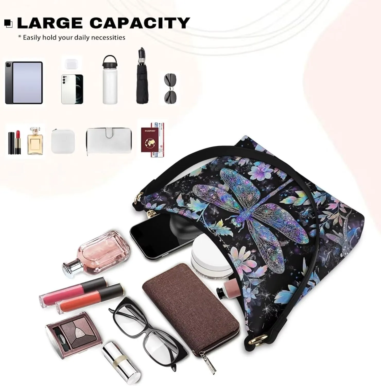 Leather Underarm Bag for Women Shoulder Handbag with Zipper Fashion Travel Purse