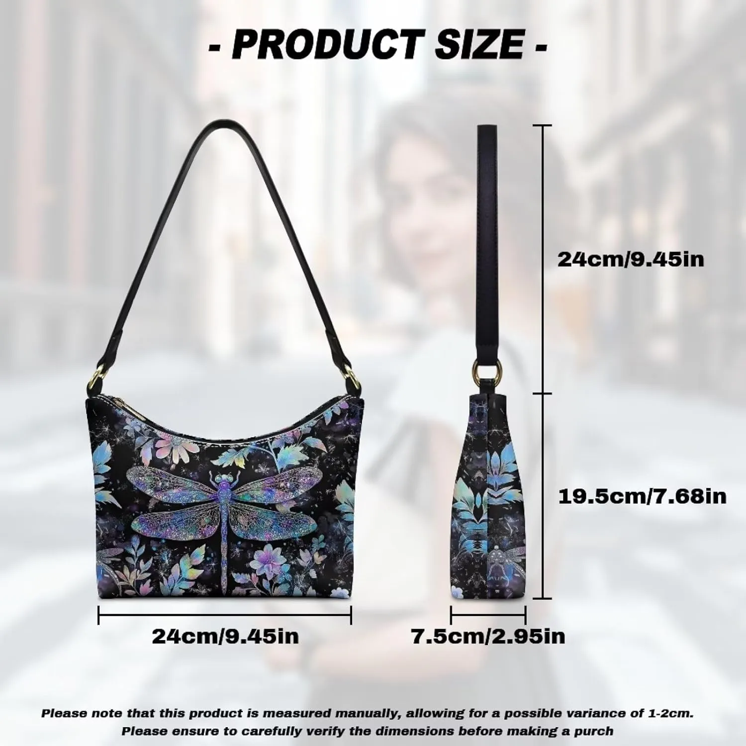 Leather Underarm Bag for Women Shoulder Handbag with Zipper Fashion Travel Purse
