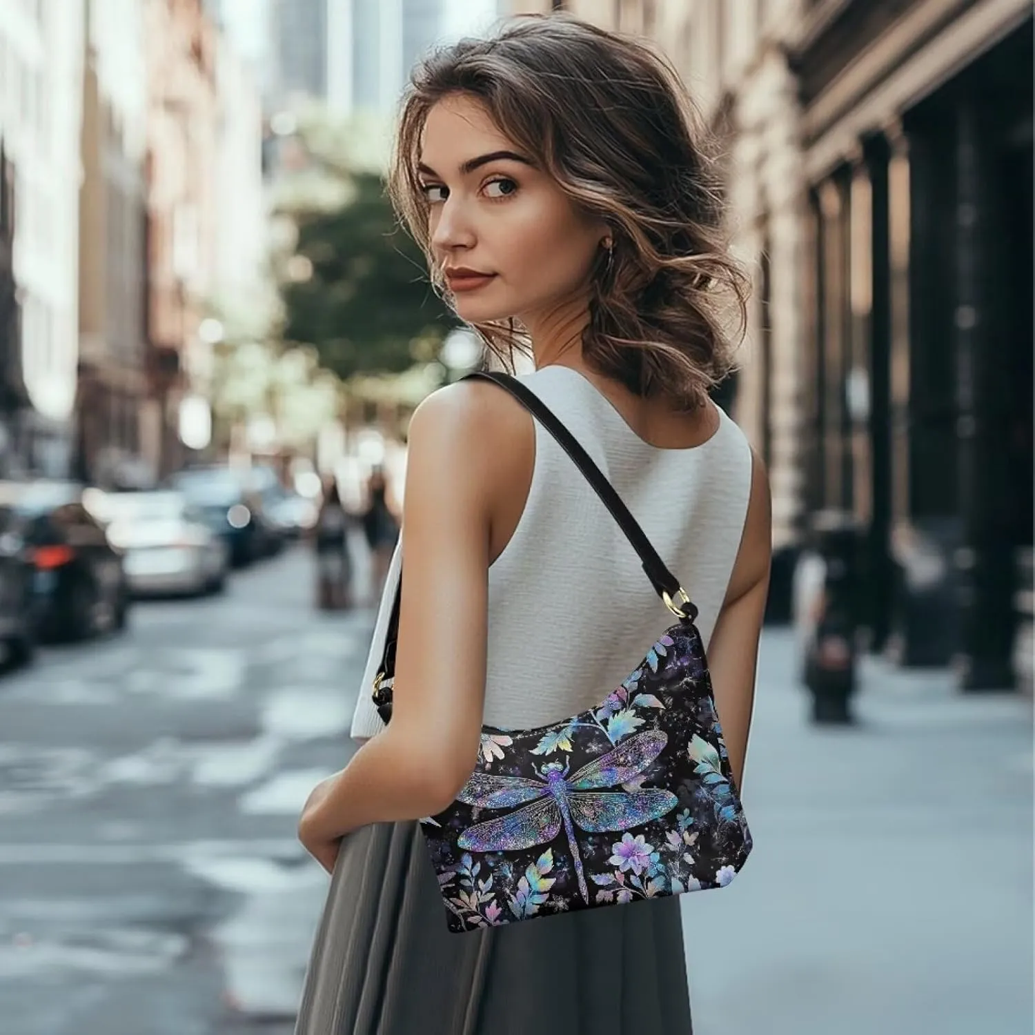 Leather Underarm Bag for Women Shoulder Handbag with Zipper Fashion Travel Purse