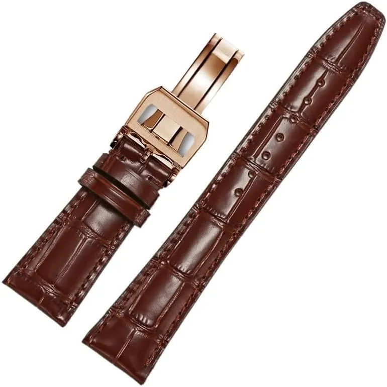 Leather Watch Band Compatible For IWC Replacement Straps Classic Alligator Texture 20mm 21mm 22mm For IWC Big PILOT Spitfire GUN IW5009 IW3777 Rivets Cowhide Watch Strap