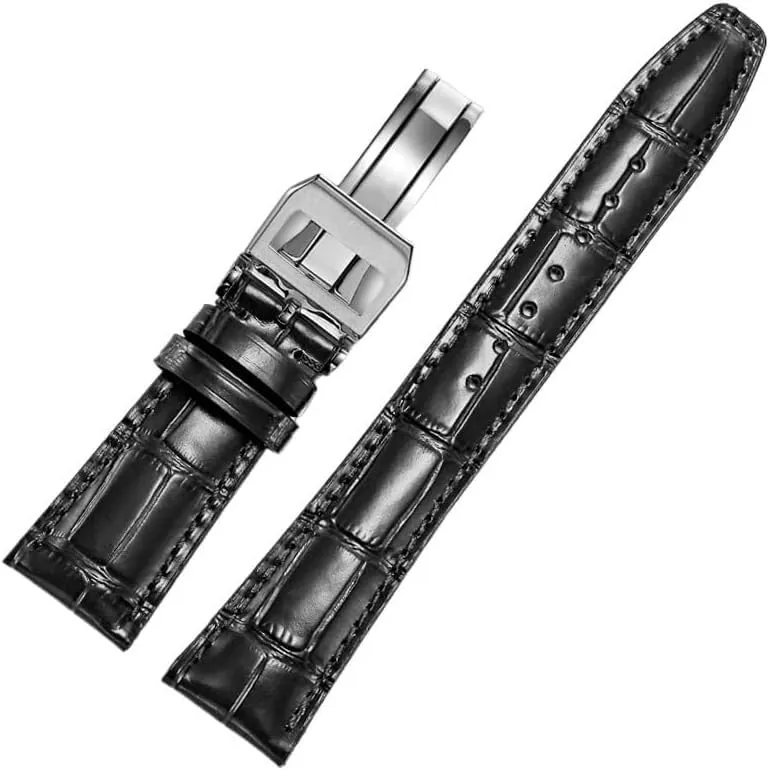 Leather Watch Band Compatible For IWC Replacement Straps Classic Alligator Texture 20mm 21mm 22mm For IWC Big PILOT Spitfire GUN IW5009 IW3777 Rivets Cowhide Watch Strap