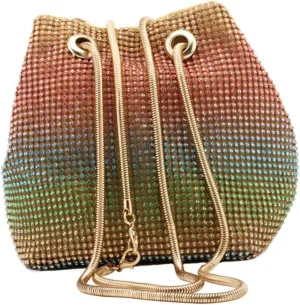 LIFKOME Luxury Rhinestone Evening Bag Women's Shoulder Bag Storage Bag Bucket Handbag
