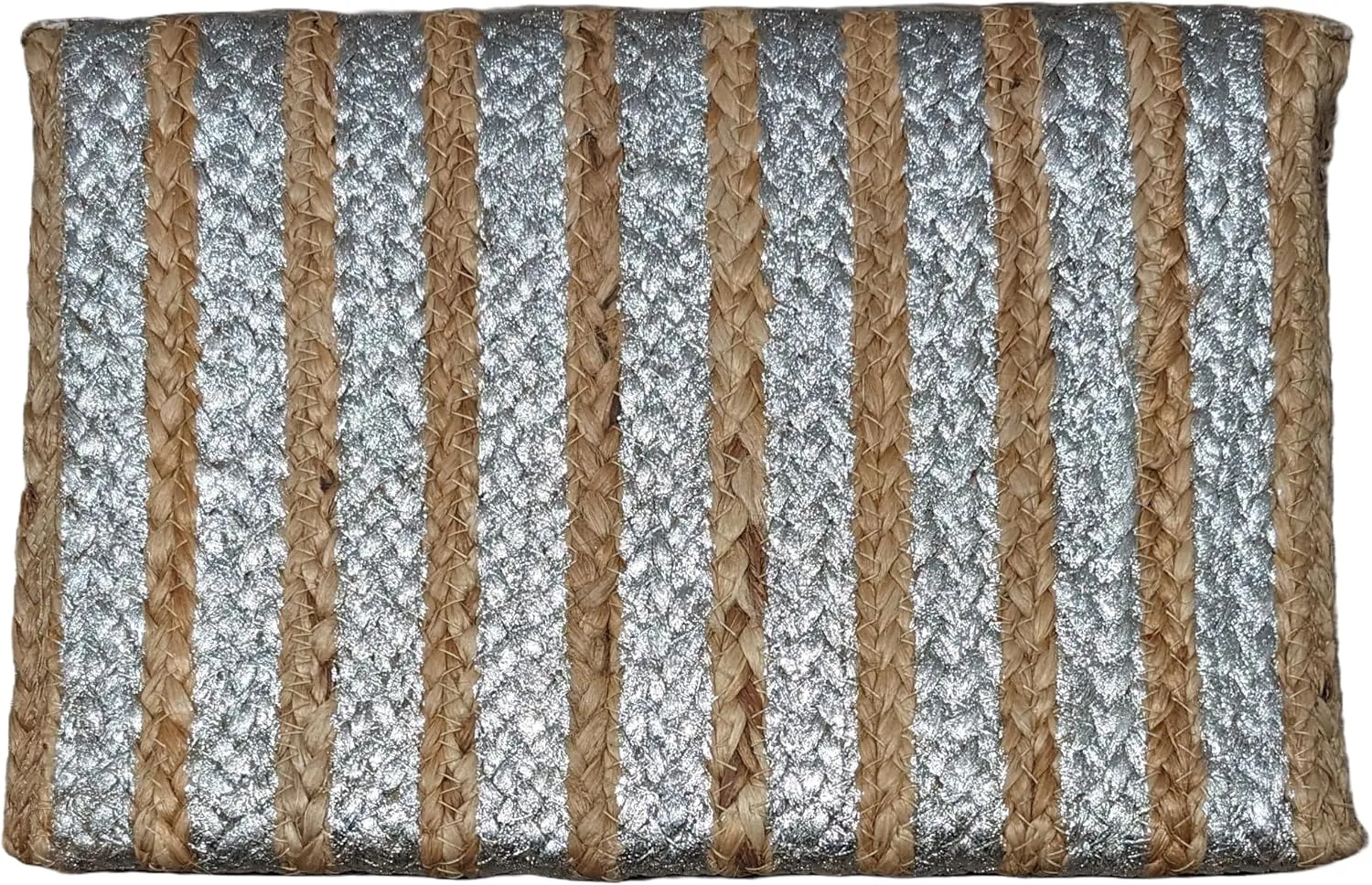 Lily Jute Clutch Purse Metallic Stripe Print Bohemian Hipster Beach Wedding Natural Boho Summer Handcrafted in India Handbag