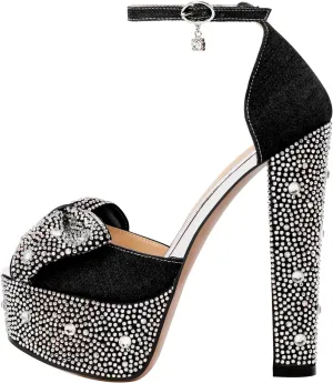 LISHAN Women's Round Open Toe Platform Clear High Heel Zip Up Sandals