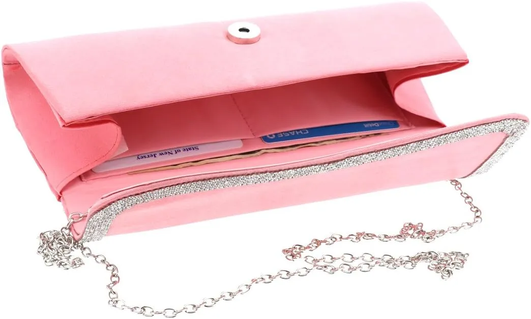 Li'Shay Rhinestone Edge Satin Evening Bag
