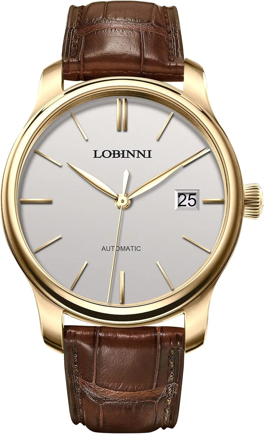 LOBINNI Men's Fashion Minimalist Wrist Watch Analog Date with Leather Band