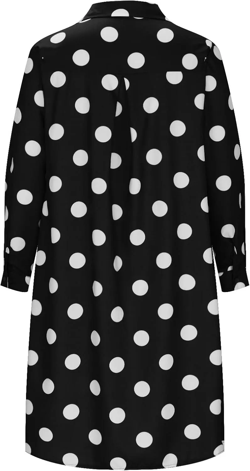 Long Sleeve Boho Maxi Dresses for Women 2024 Trendy Swiss Dot Button Down Dress Causal Bohemian Dress with Pockets