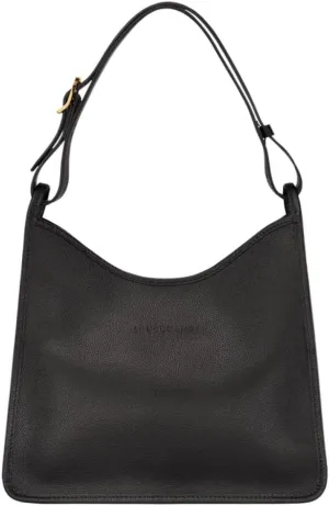 Longchamp 'Le Foulonne' Leather Shoulder Tote Handbag, Black