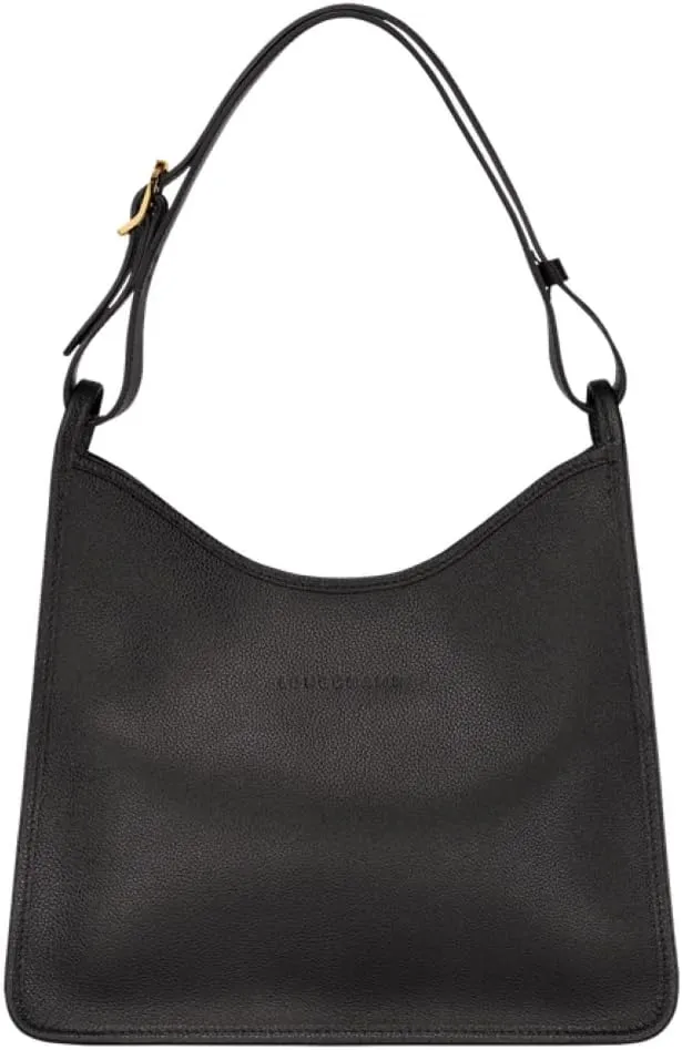 Longchamp 'Le Foulonne' Leather Shoulder Tote Handbag, Black