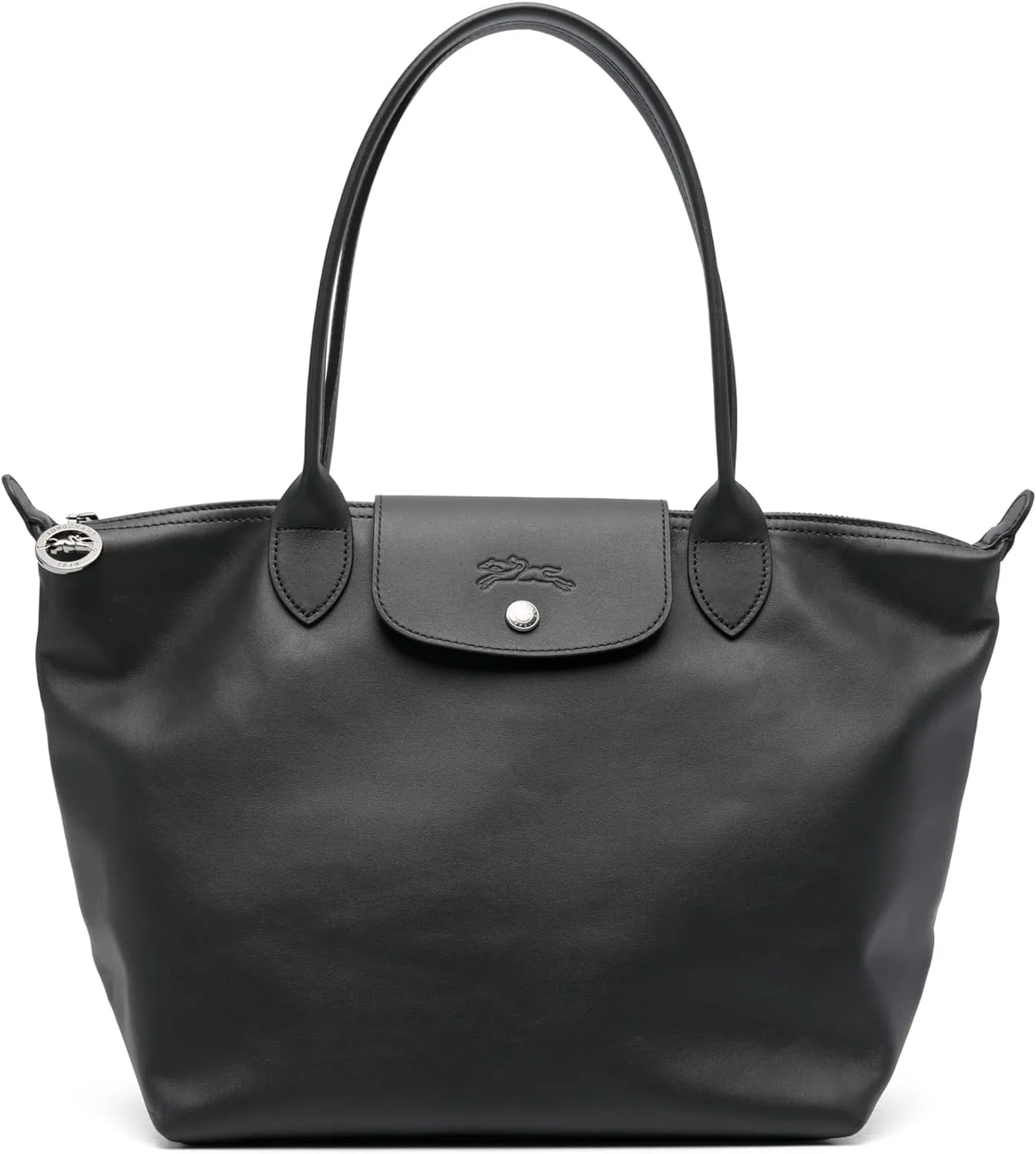 Longchamp Le Pliage Medium Tote Leather Shoulder Bag, Black