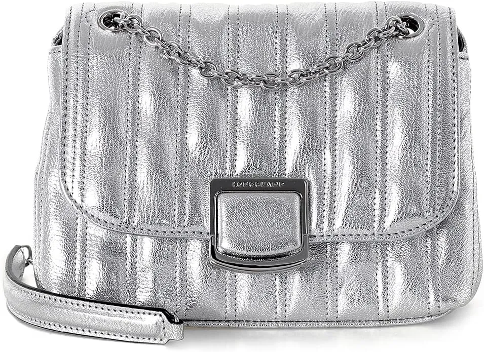 Longchamp Women's Brioche Small Leather Shoulder Bag, Silver