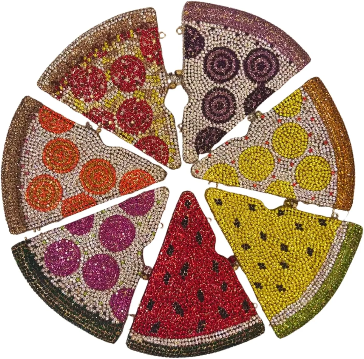 Luxury Novelty Pizza Shaped Rhinestone Evening Bag for Women Funny Pizza Crystal Clutch Purse for Party Prom