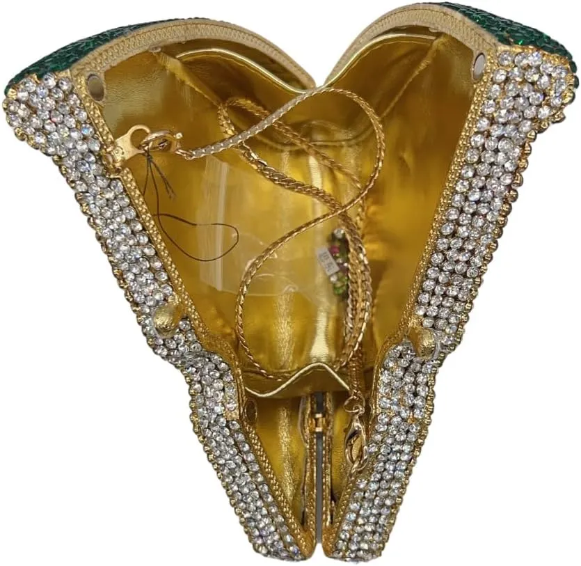 Luxury Novelty Pizza Shaped Rhinestone Evening Bag for Women Funny Pizza Crystal Clutch Purse for Party Prom