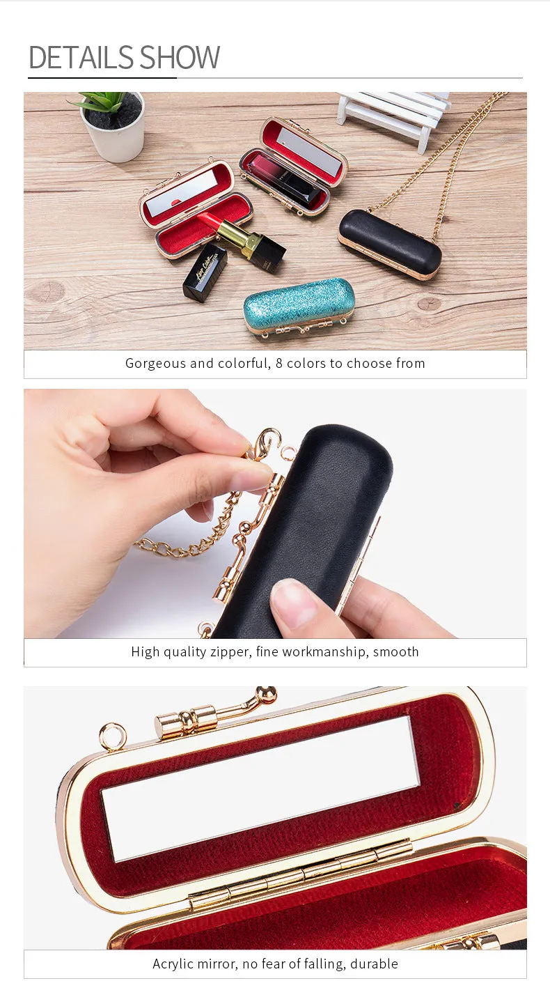 Luxury Sheepskin Mini Lipstick Case – Portable Cosmetic Box with Mirror
