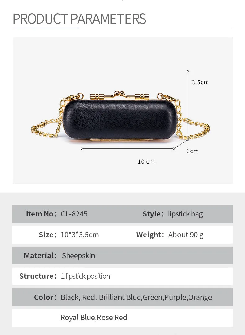 Luxury Sheepskin Mini Lipstick Case – Portable Cosmetic Box with Mirror