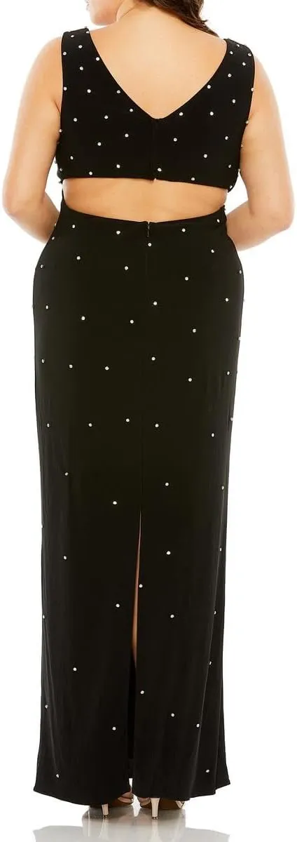 Mac Duggal Womens Plus Rhinestone Evening Dress