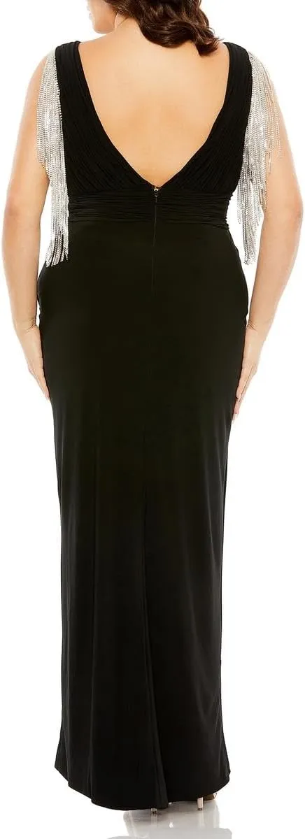Mac Duggal Womens Plus Rhinestone Evening Dress