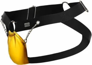 MALEBASICS DNGEON Chain Jockstrap – Synthetic Leather Metallic Ring Chain Jockstrap - Mens, 1 unit, Size OS