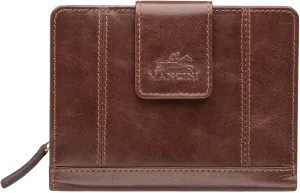 Mancini Casablanca Full Grain Leather RFID Secure Medium Clutch Wallet, Brown,One_Size(8700371-bn)