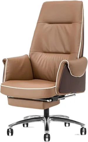 MARURY Big and Tall Office Chair,Modern Minimalist Leather Cowhide Boss Chair, Comfortable Sedentary, Ergonomic Learning Chair Chair for Home Office Make Up