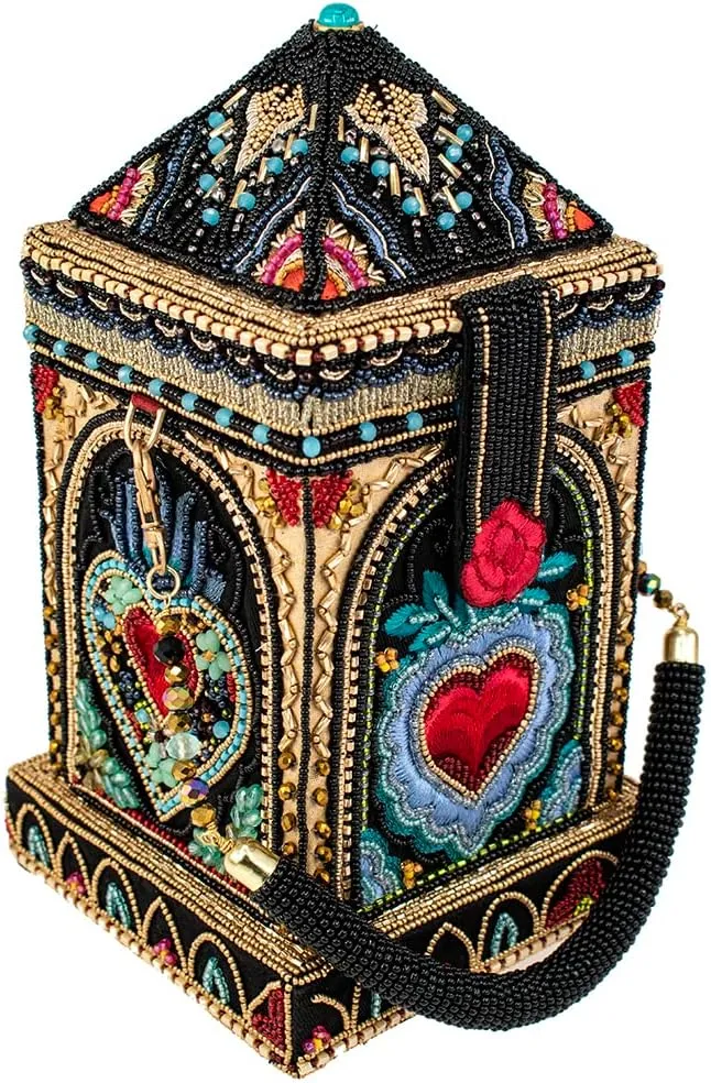 Mary Frances House of Hearts Beaded Handbag, Coin Purse with Zipper Pull, Crossbody Bags, Handmade Design, Women's Fashion