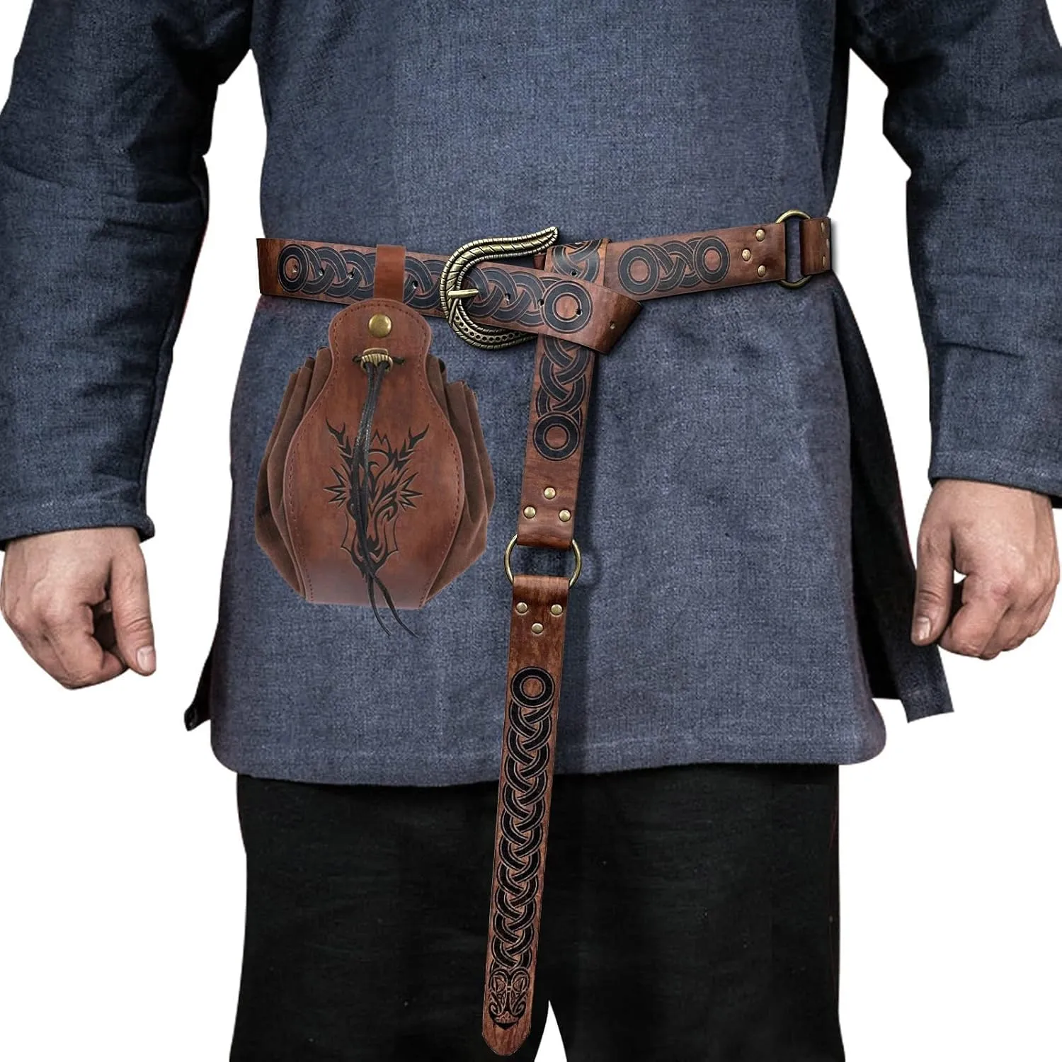 Medieval Renaissance Belt Pouch,Renaissance Belt Purse Drawstring Leather Bag, Vintage Leather Pouch Medieval Viking Pouch