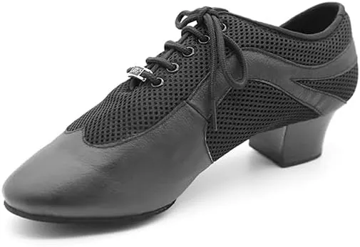 Men's Ballroom Dance Shoes BD Latin Dancing Shoe for Men Teaching Jazz Tango Salsa Low Heel Mesh Black, #468, 6-14