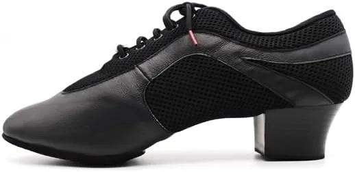 Men's Ballroom Dance Shoes BD Latin Dancing Shoe for Men Teaching Jazz Tango Salsa Low Heel Mesh Black, #468, 6-14