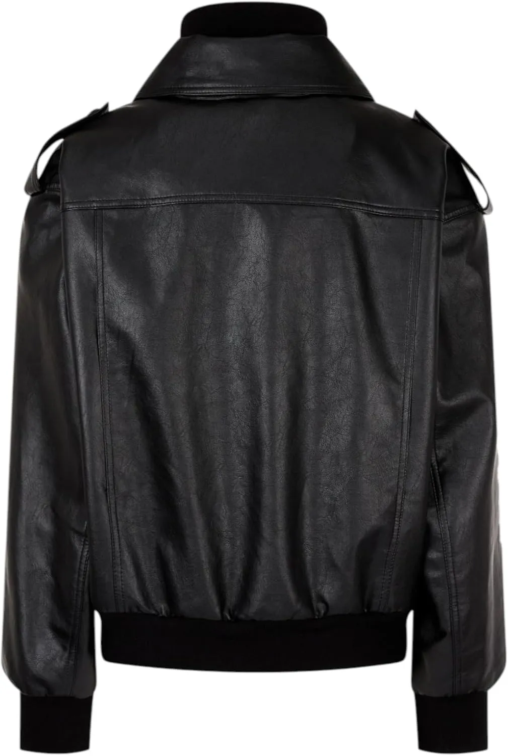 Men's Black Leather Bomber Jacket - Detachable High Neck, Military Style, Zip-Up Moto Biker Coat, Vintage Aviator Outerwear