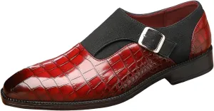 Men's Formal Monk Strap Dress Shoes, PU Leather, Black, Double Stitching