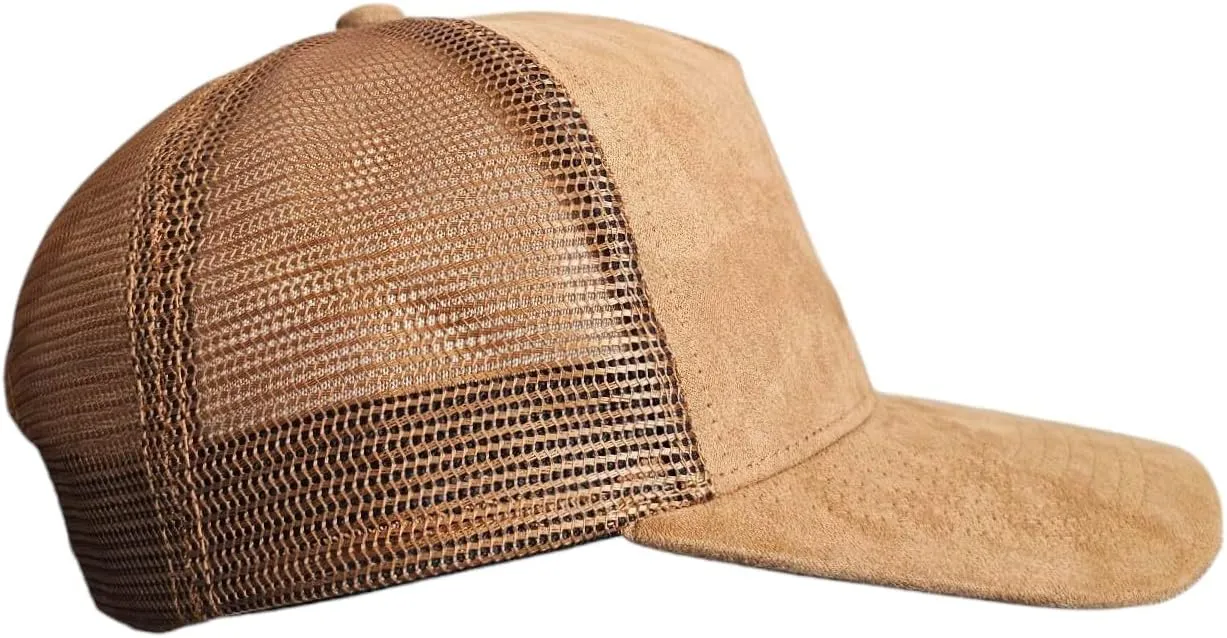 Men's Trucker Hat - Suede Snapback 5-Panel Cap, Mesh Back, Stylish Baseball Cap for Casual Wear, Outdoor & Everyday Fashion