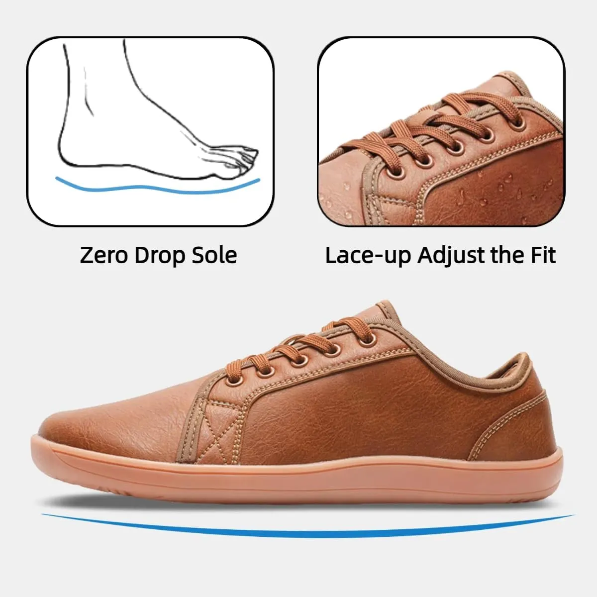 Mens Womens Minimalist Barefoot Sneakers Leather Shoes Wide Toe Box Zero Drop Walking Shoes