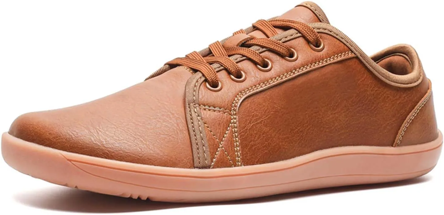 Mens Womens Minimalist Barefoot Sneakers Leather Shoes Wide Toe Box Zero Drop Walking Shoes
