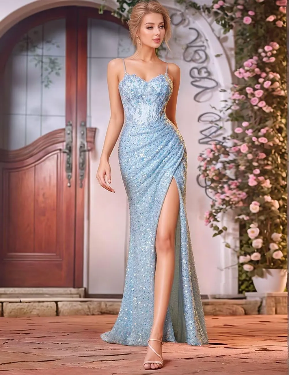 Mermaid Prom Dresses 2025 Sequin Evening Gowns for Women Formal Beaded Sparkly Homecoming Dresses Long 2025