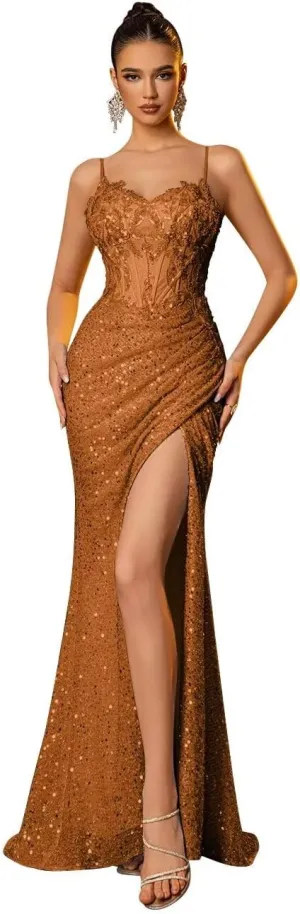 Mermaid Prom Dresses 2025 Sequin Evening Gowns for Women Formal Beaded Sparkly Homecoming Dresses Long 2025