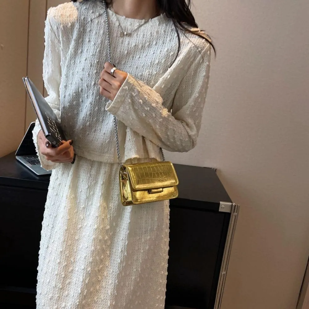 Metallic Evening Mini Silver Purse, Crossbody Bags for Women Y2K Glitter Clutch Handbag for Nightclub Parties