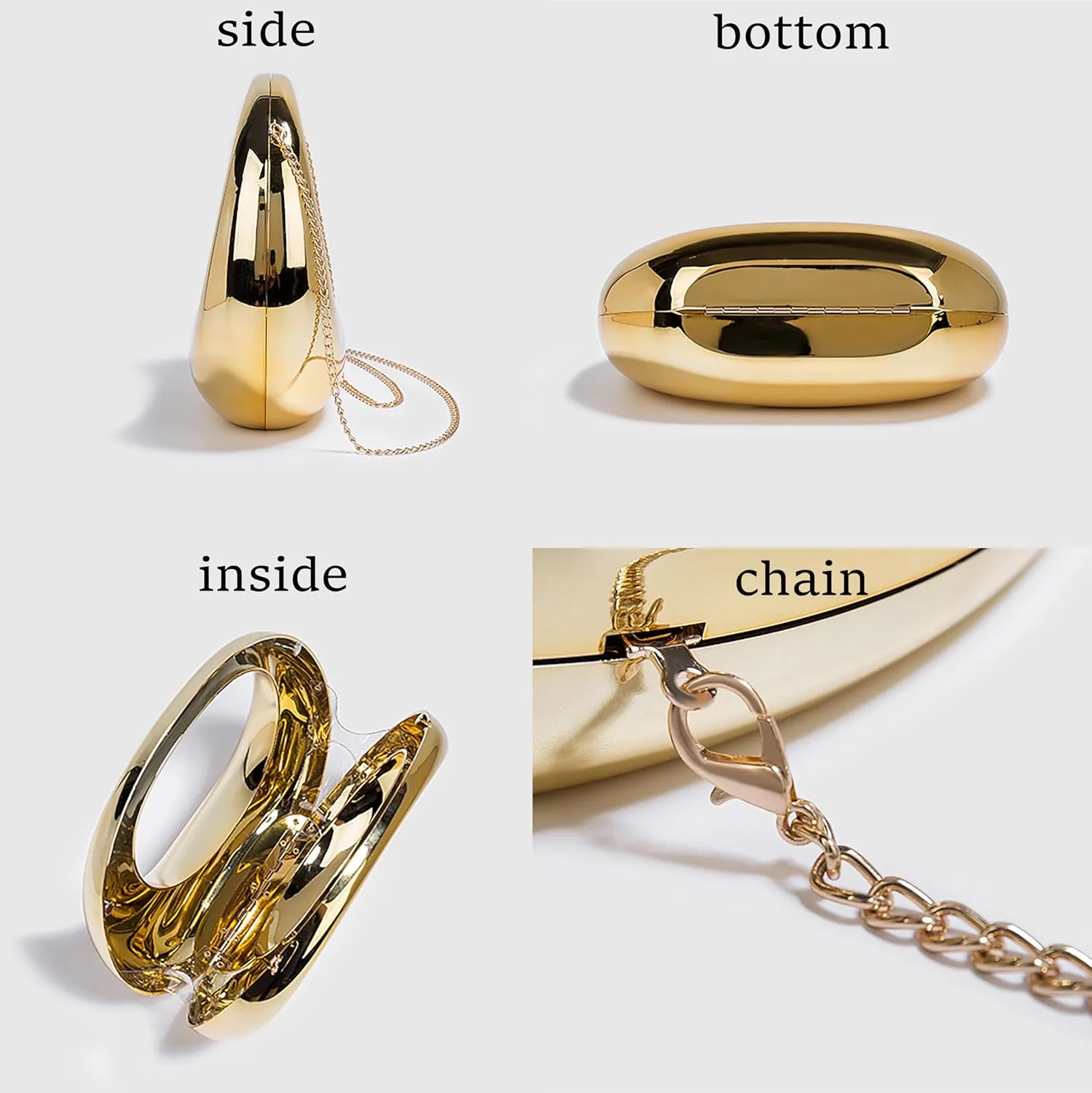 Metallic Womens Evening Bag Y2k Metallic Moon Shape Bag Acrylic Handbag Clutch Purse for Wedding Parties Travel 2024