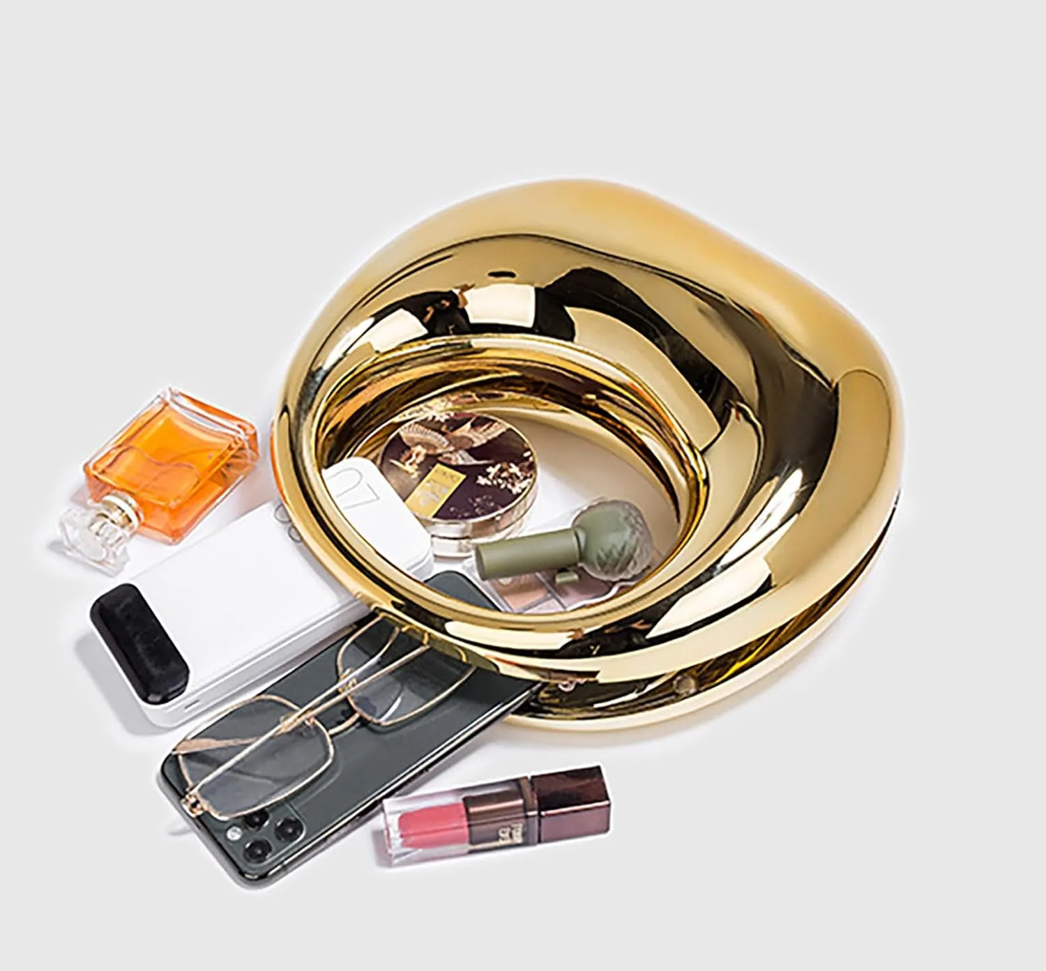 Metallic Womens Evening Bag Y2k Metallic Moon Shape Bag Acrylic Handbag Clutch Purse for Wedding Parties Travel 2024