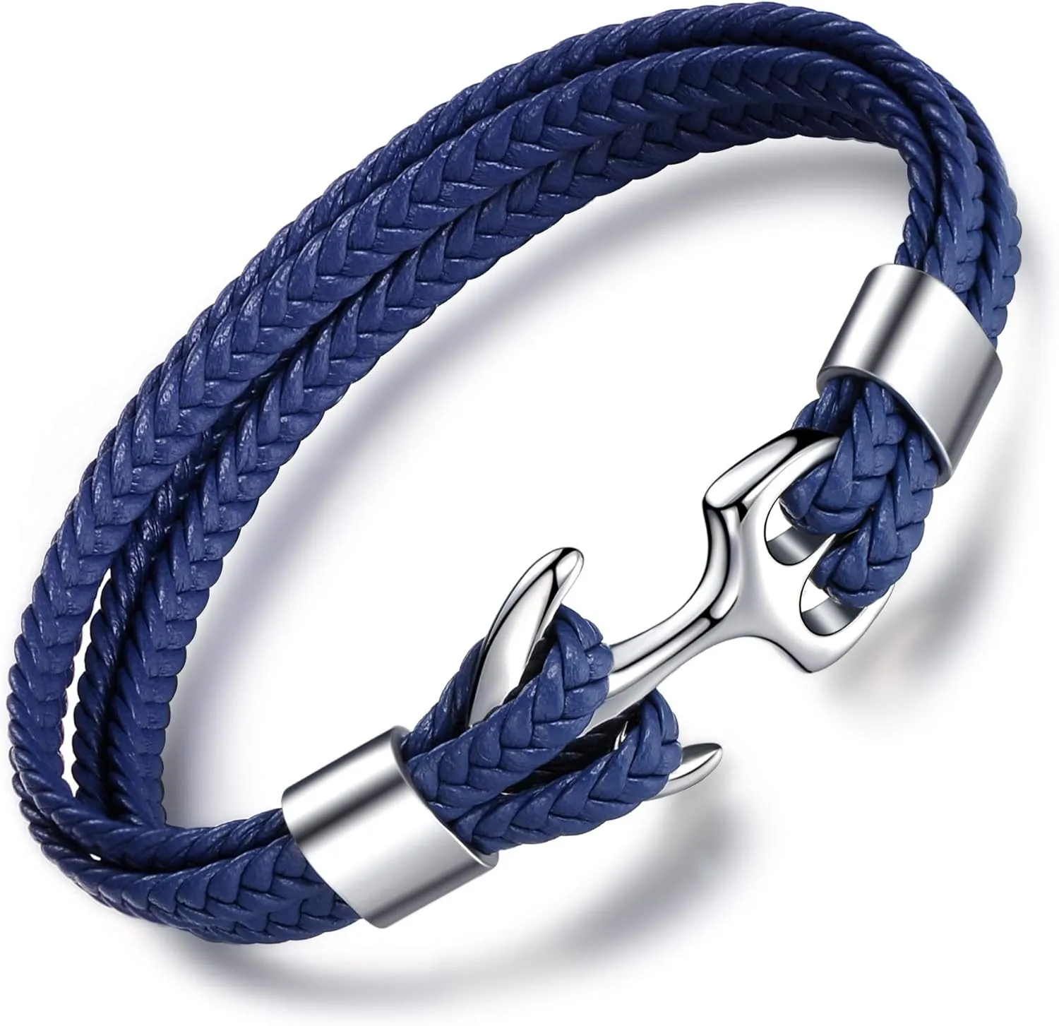 MicLee Men's Handmade Leather Bracelet Multilayer Vintage Anchor Bracelet Cuff Wrap Rope Wristband with Gift Box