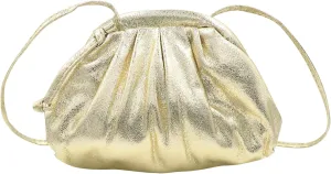MINGSEECESS Women Fashion Cloud-Shaped Dumpling Bag Metallic Ruched Crossbody Cell Phone Bag Clutch Shoulder Handbag