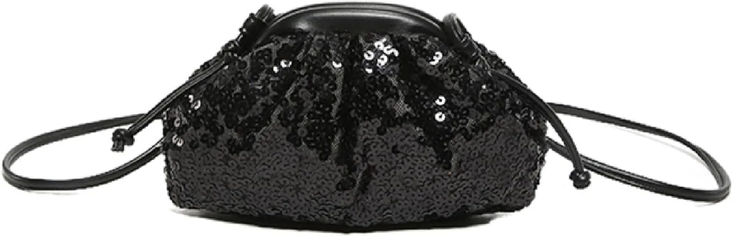 MINGSEECESS Women Fashion Cloud-Shaped Dumpling Bag Metallic Ruched Crossbody Cell Phone Bag Clutch Shoulder Handbag