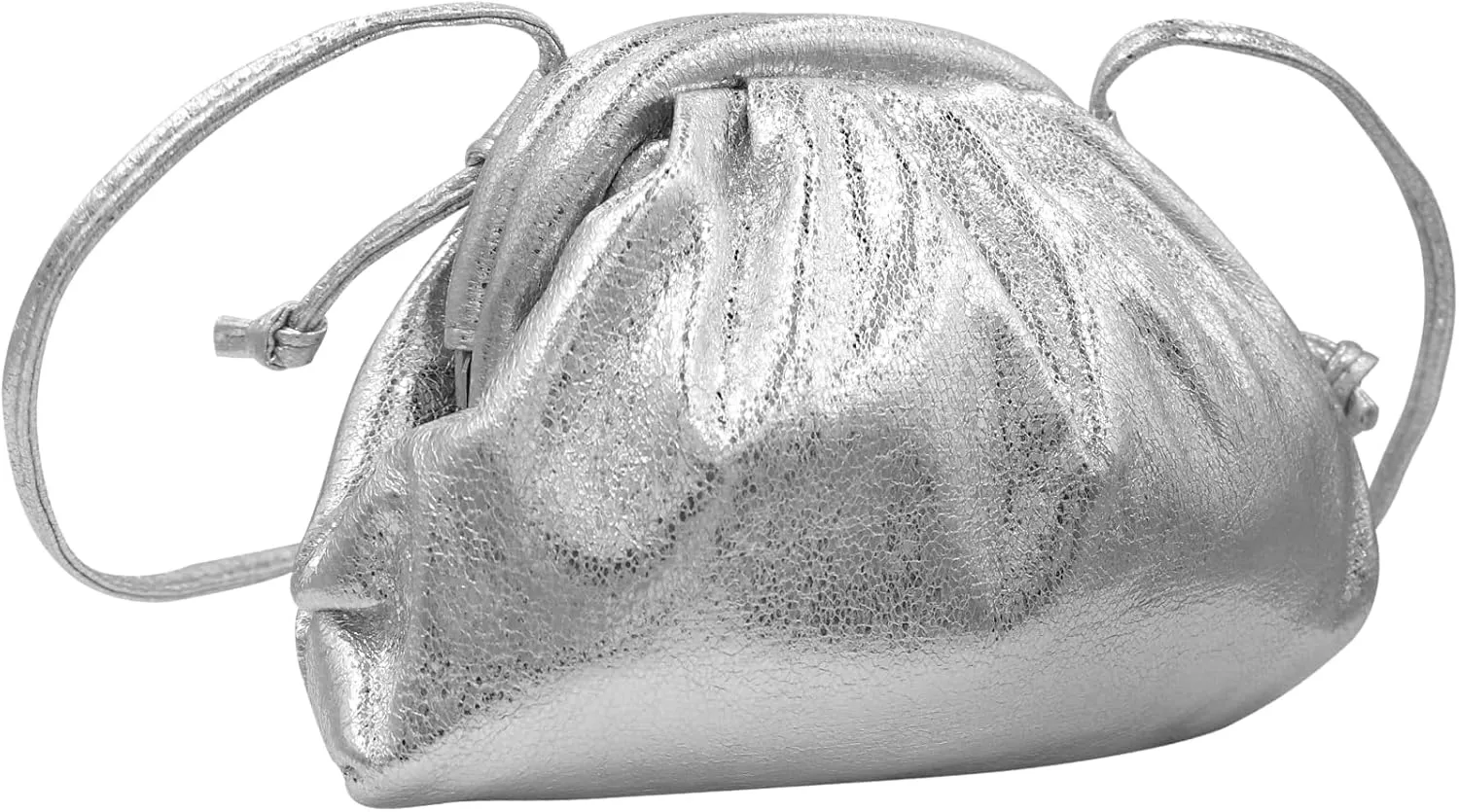 MINGSEECESS Women Fashion Cloud-Shaped Dumpling Bag Metallic Ruched Crossbody Cell Phone Bag Clutch Shoulder Handbag