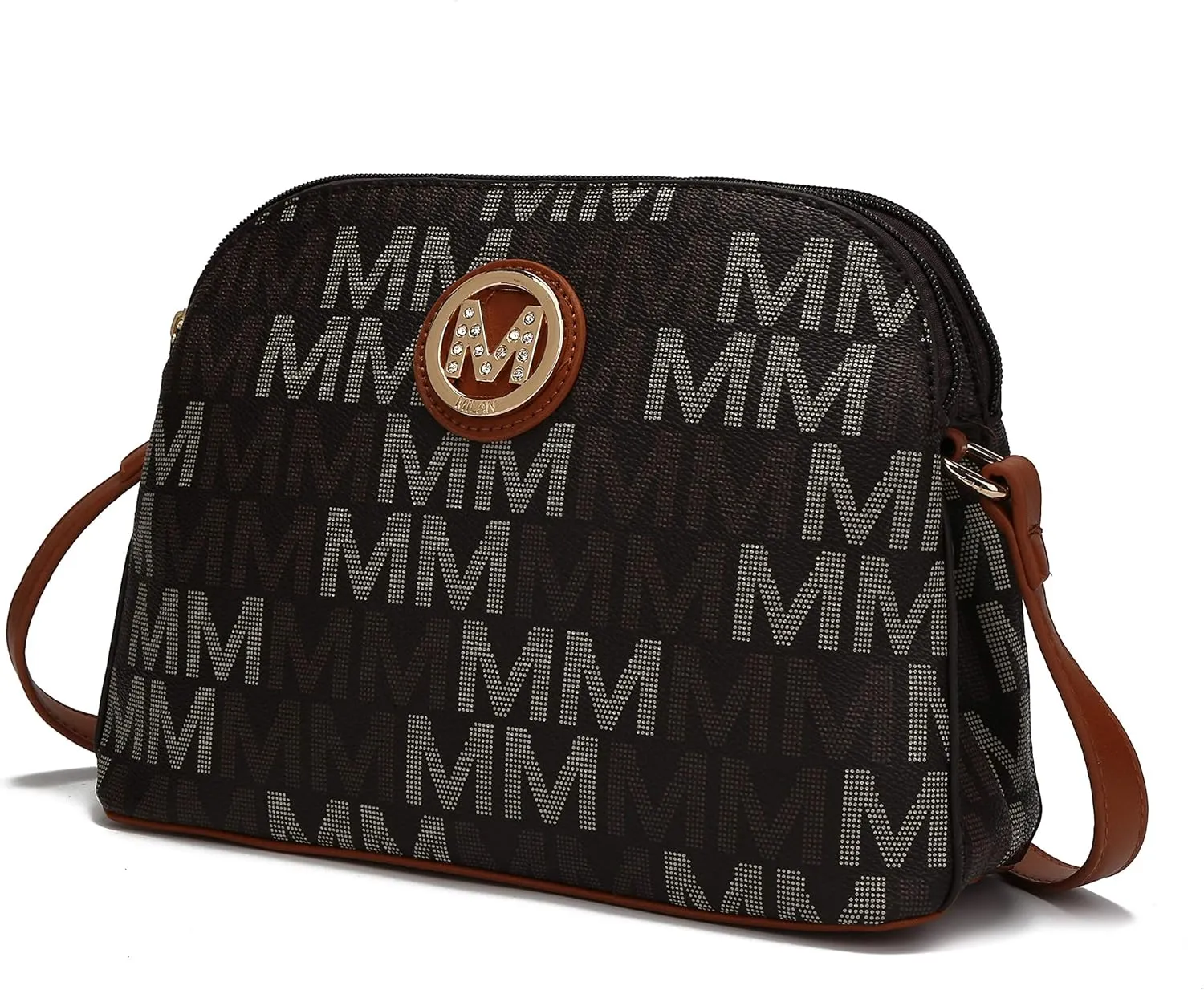 MKF Collection Signature Crossbody bag for women, Vegan leather Shoulder bag Zipper closure Messenger Handbag Purse By Mia K