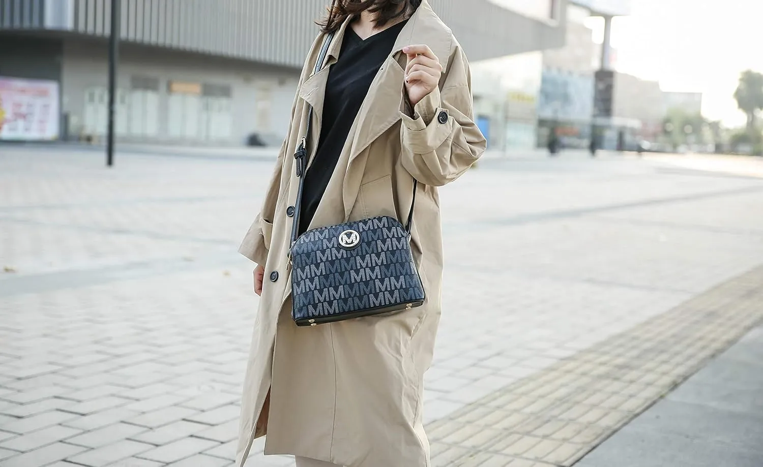 MKF Collection Signature Crossbody bag for women, Vegan leather Shoulder bag Zipper closure Messenger Handbag Purse By Mia K