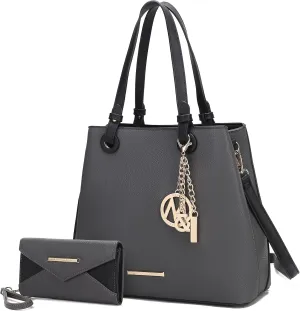 MKF Collection Tote Bag for Women With Wallet, Vegan Leather Top-Handle Handbag Crossover Purse by Mia k