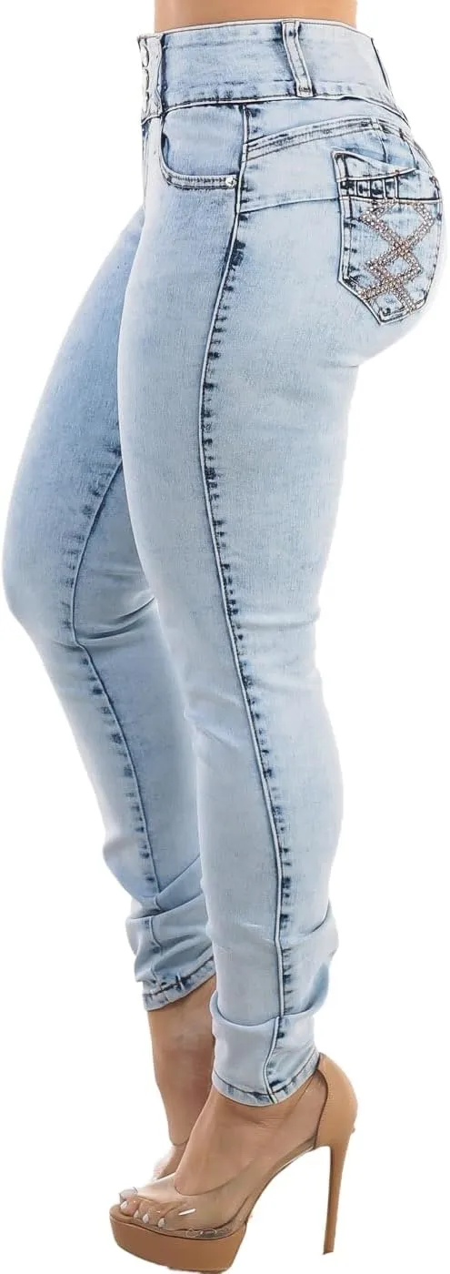 Moda Xpress High Waisted Butt Lifting Jeans for Women - Colombian Skinny Jeans Levanta Cola