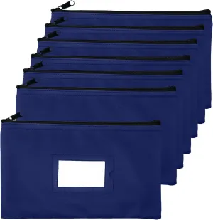 Money Bank Deposit Bag with Zipper | 11x6 inch | Navy blue | Durable Leatherette Money Cash Coin Check Wallet Pouch for Men & Women with Framed ID Window and Blank Card | by GIDABRAND (7)