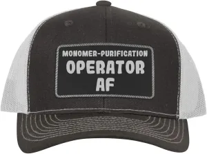 Monomer-Purification Operator AF - Leather Black Patch Engraved Trucker Hat