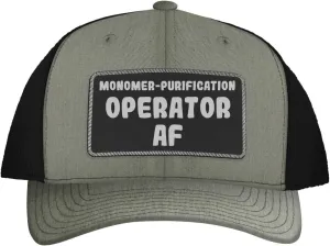 Monomer-Purification Operator AF - Leather Black Patch Engraved Trucker Hat